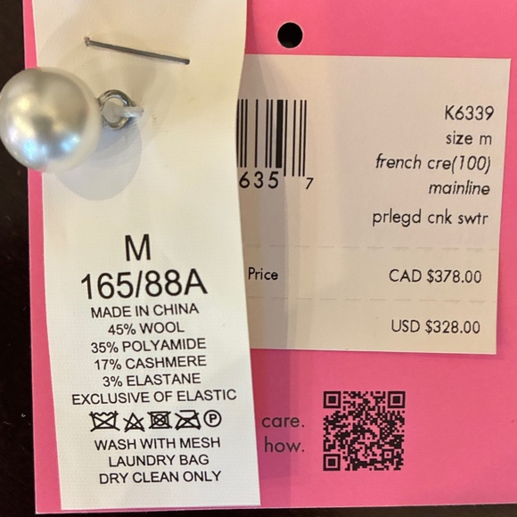 Holiday ready! Kate spade NY winter white wool & cashmere sweater pearl neck - Picture 8 of 10